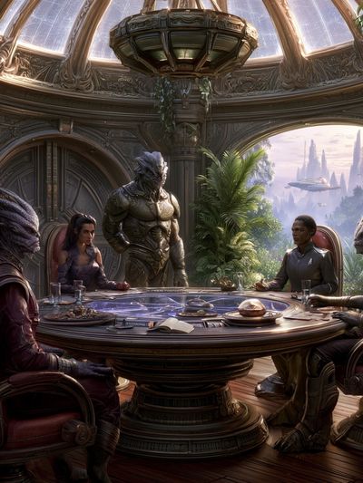 Alien Council Chamber Sci-Fi Poster. poster print