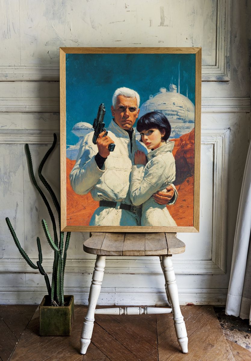 Retro Sci-Fi Couple Poster. room preview
