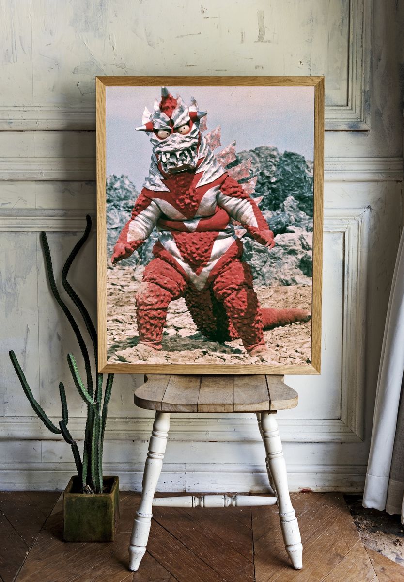 Red Kaiju Monster — Retro Print. — room view 1