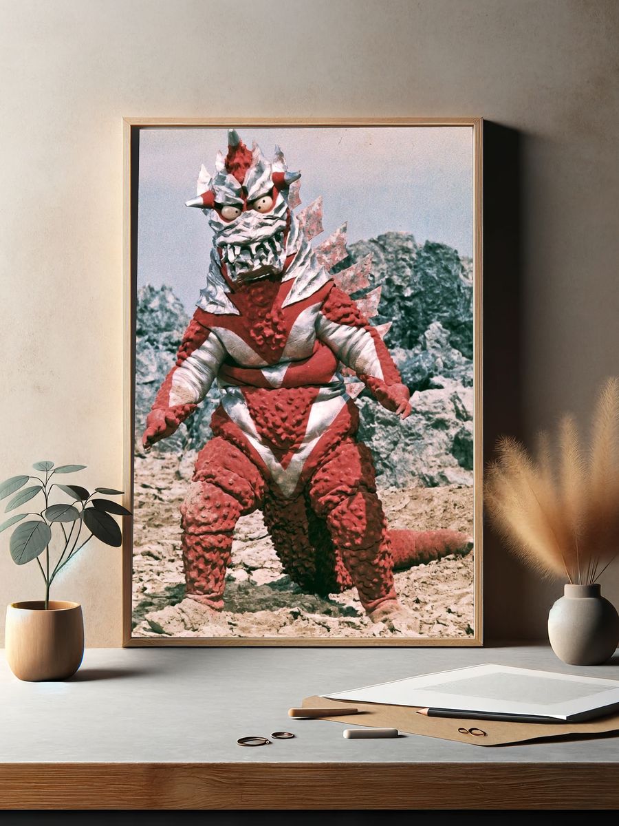 Red Kaiju Monster — Retro Print. — room view 2