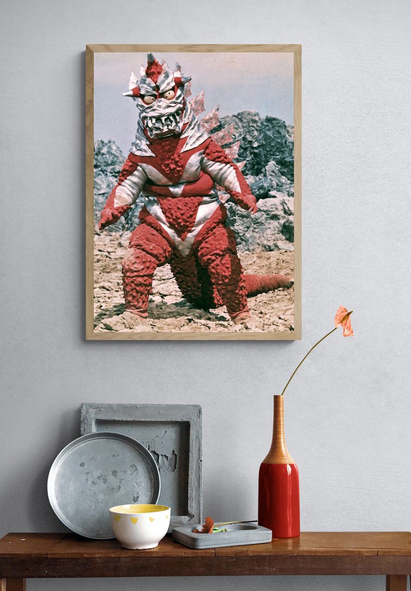 Red Kaiju Monster — Retro Print. — room view 3