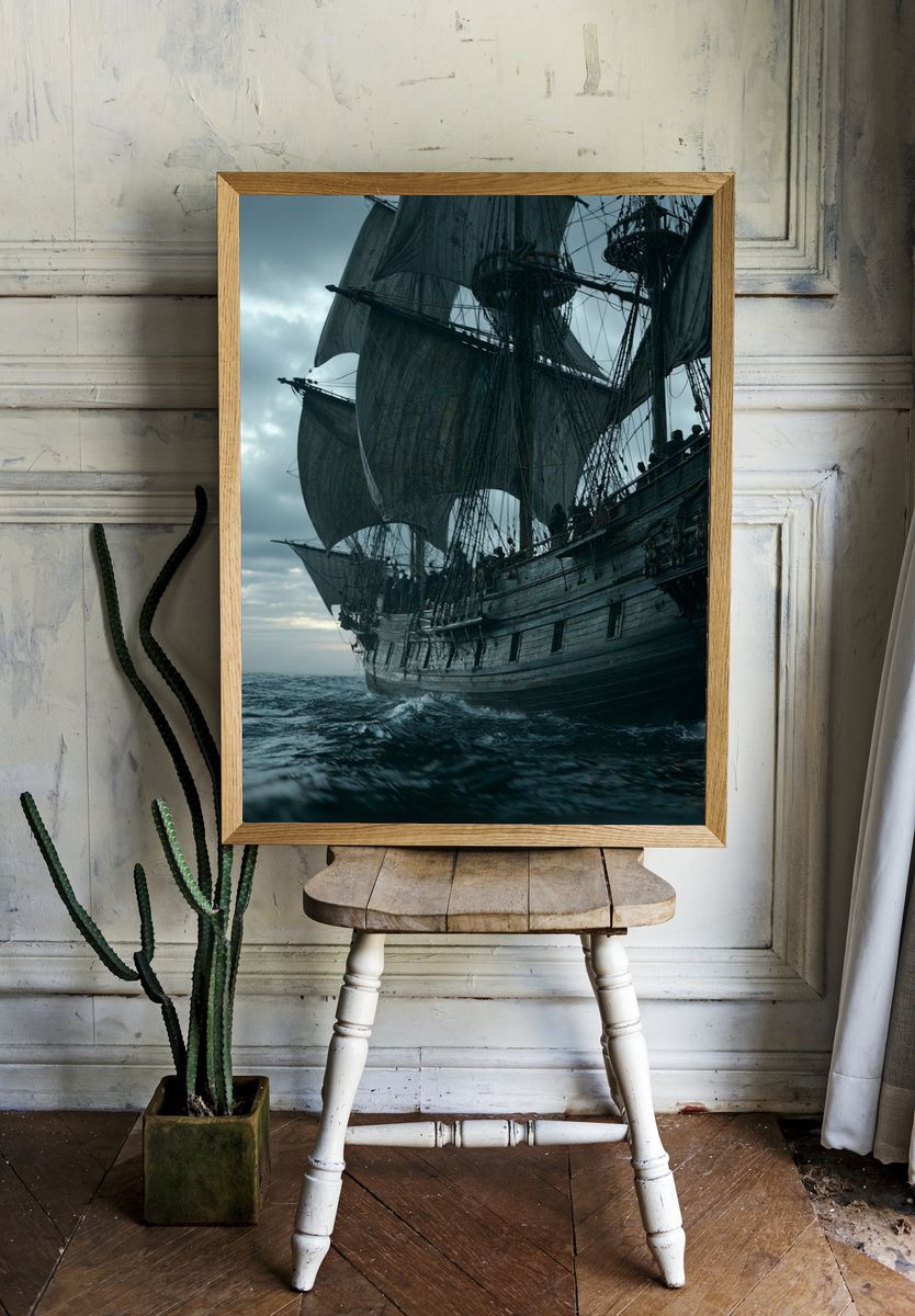 Pirate Ship at Sea Poster. — room view 1