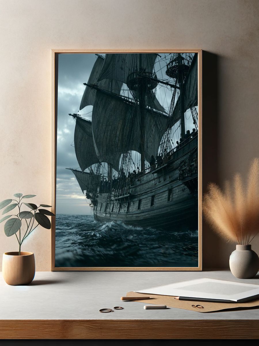 Pirate Ship at Sea Poster. — room view 2