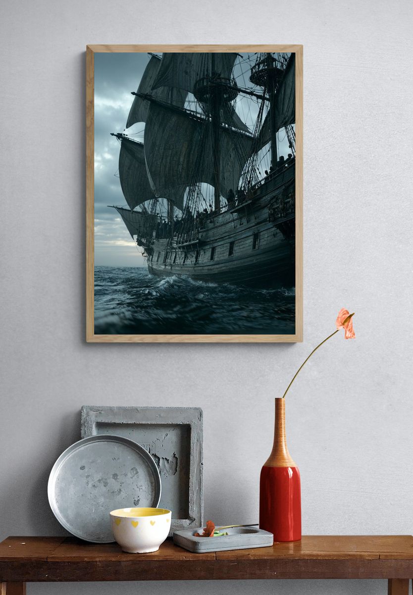 Pirate Ship at Sea Poster. — room view 3