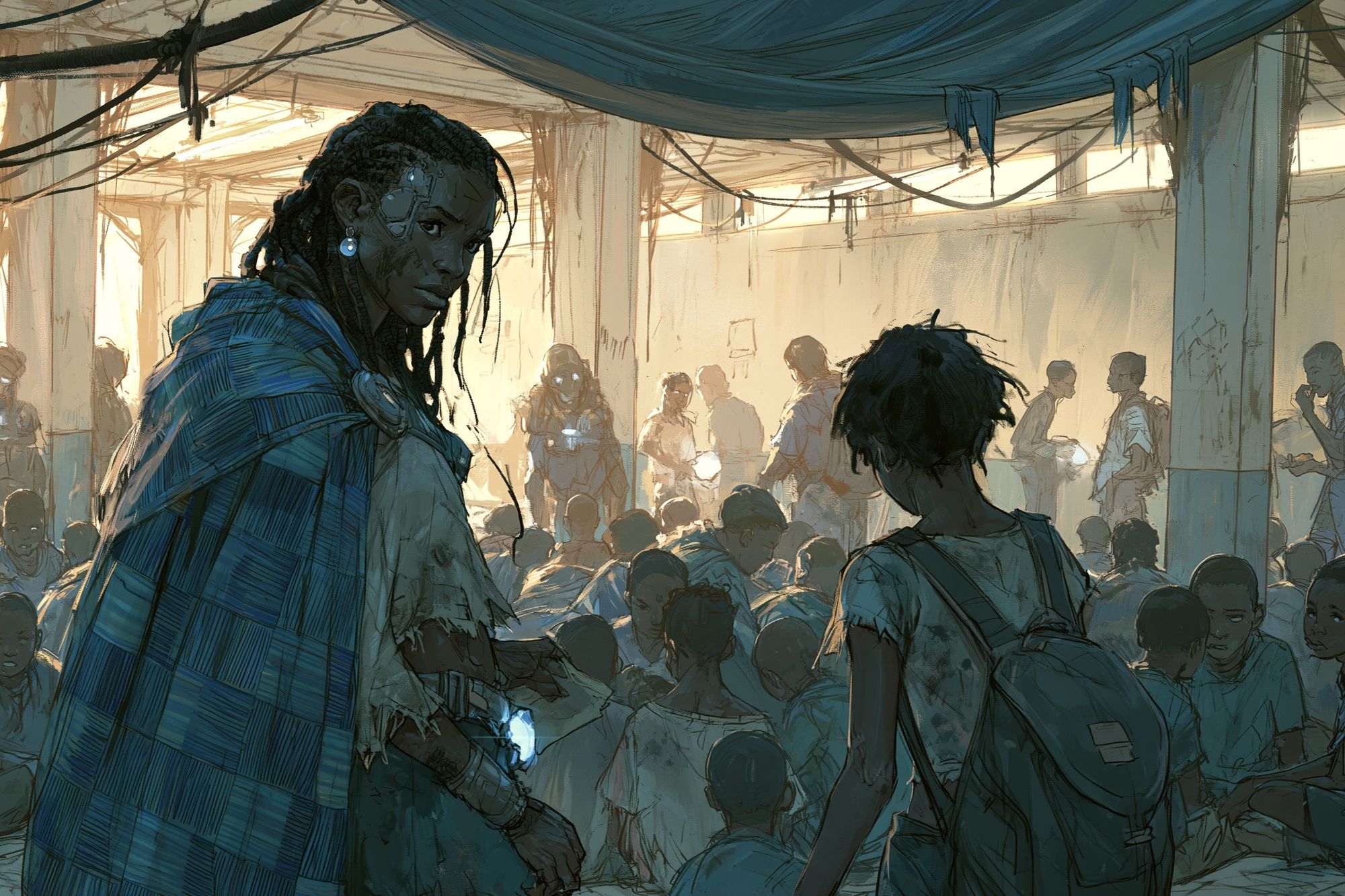 Sci-Fi Refugee Camp Illustration Poster. poster — movies art