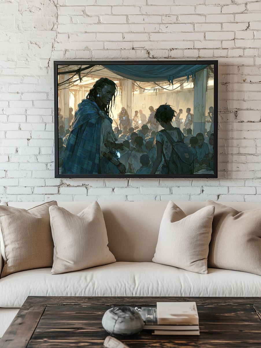 Sci-Fi Refugee Camp Illustration Poster. room preview