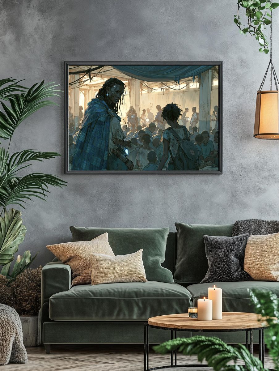 Sci-Fi Refugee Camp Illustration Poster. — room view 4
