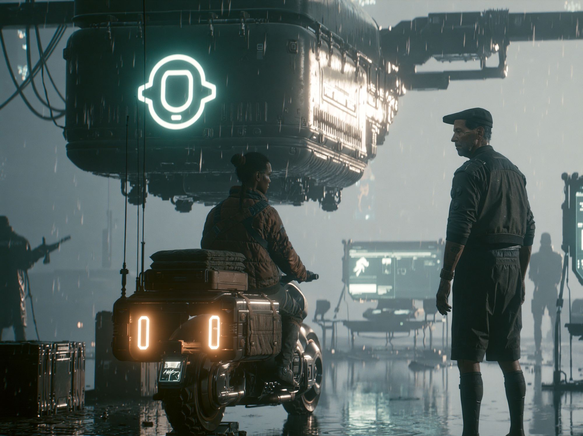 Rainy Sci-Fi Hangar Poster. poster — movies art