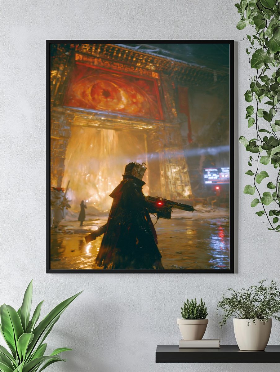 Cyberpunk Temple Guardian Poster. — room view 4