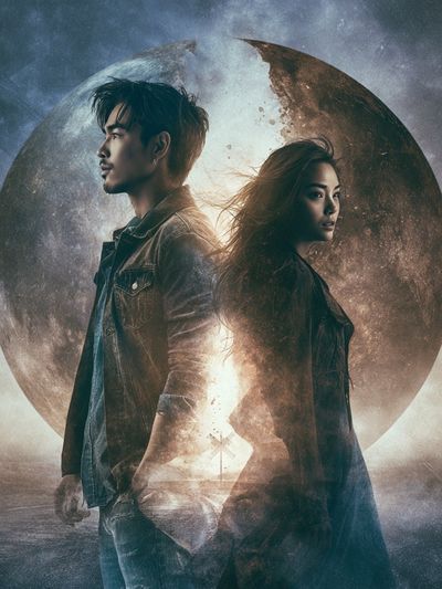 Moonlit Duo Sci-Fi Poster.