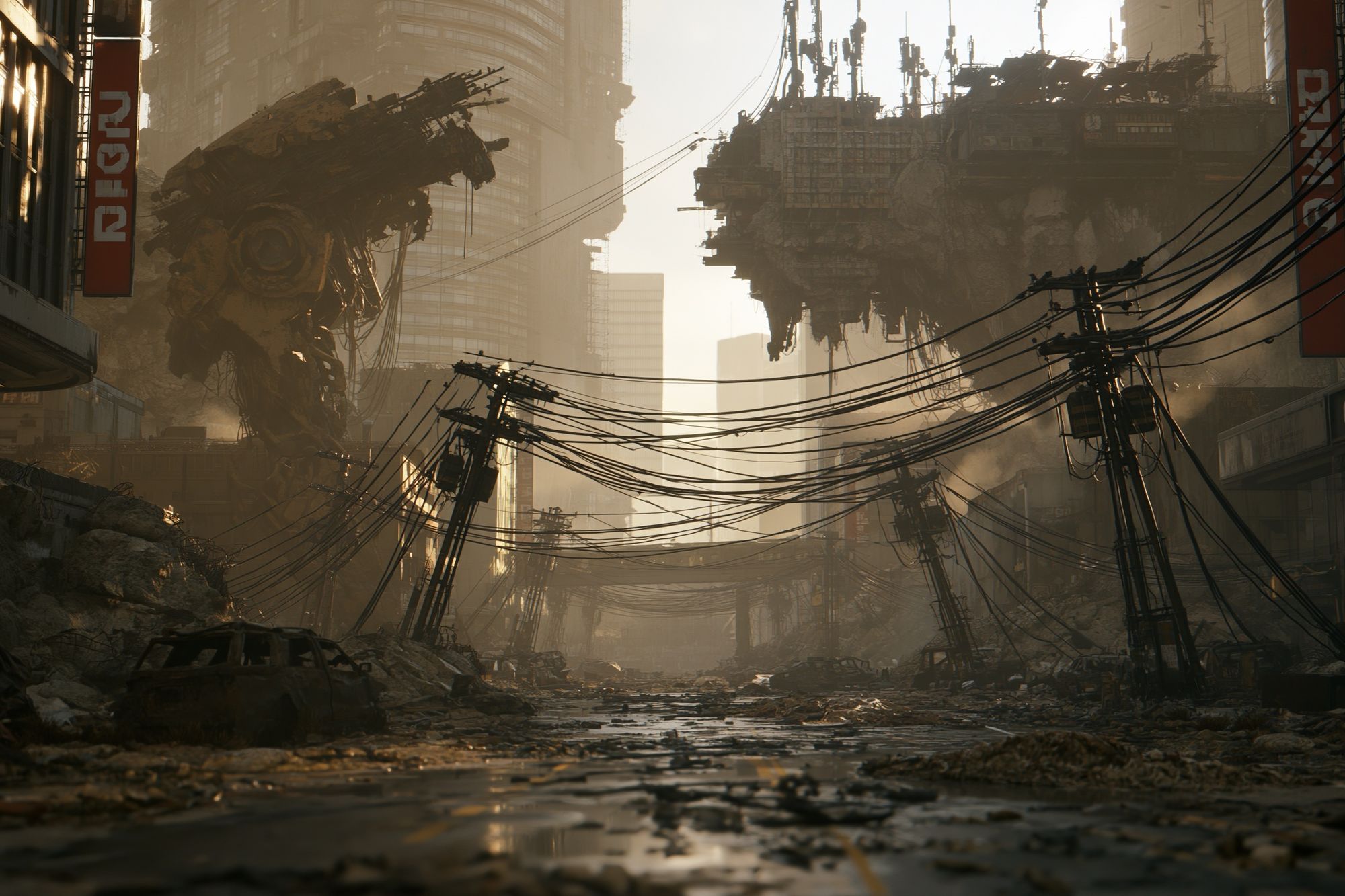 Dystopian City Ruins Sci-Fi Poster. poster detail