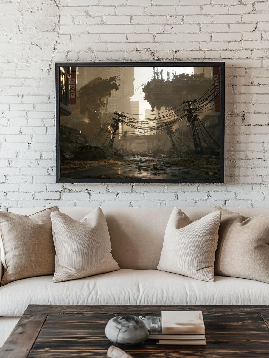 Dystopian City Ruins Sci-Fi Poster. — room view 1