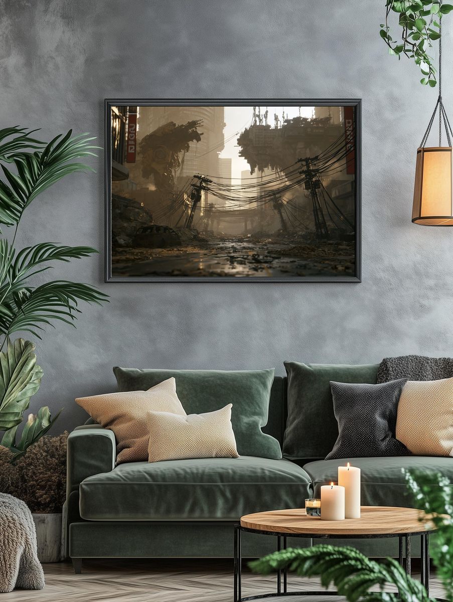 Dystopian City Ruins Sci-Fi Poster. — room view 4