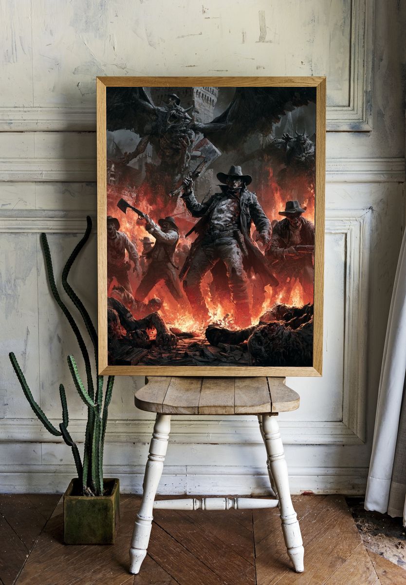 Cowboys vs Demons Horror Print. — room view 1