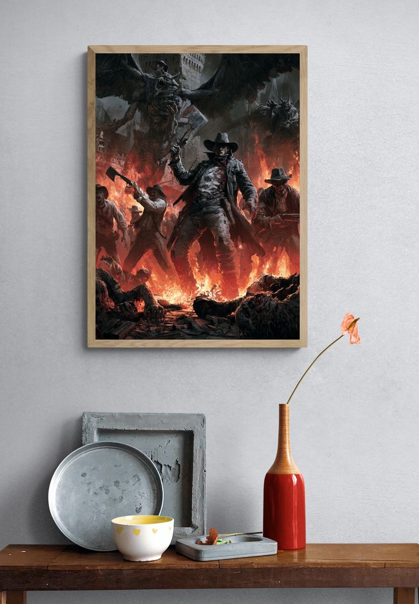 Cowboys vs Demons Horror Print. — room view 3