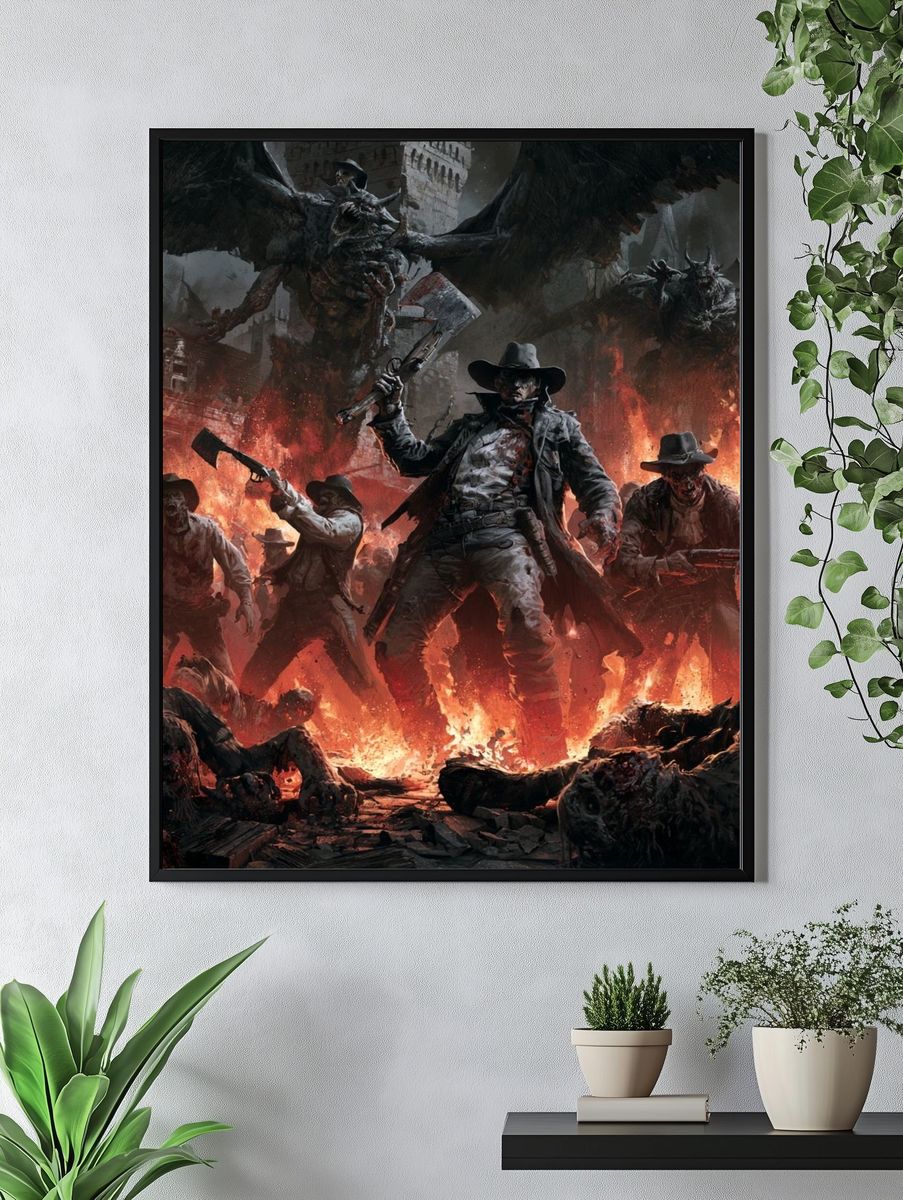 Cowboys vs Demons Horror Print. — room view 4