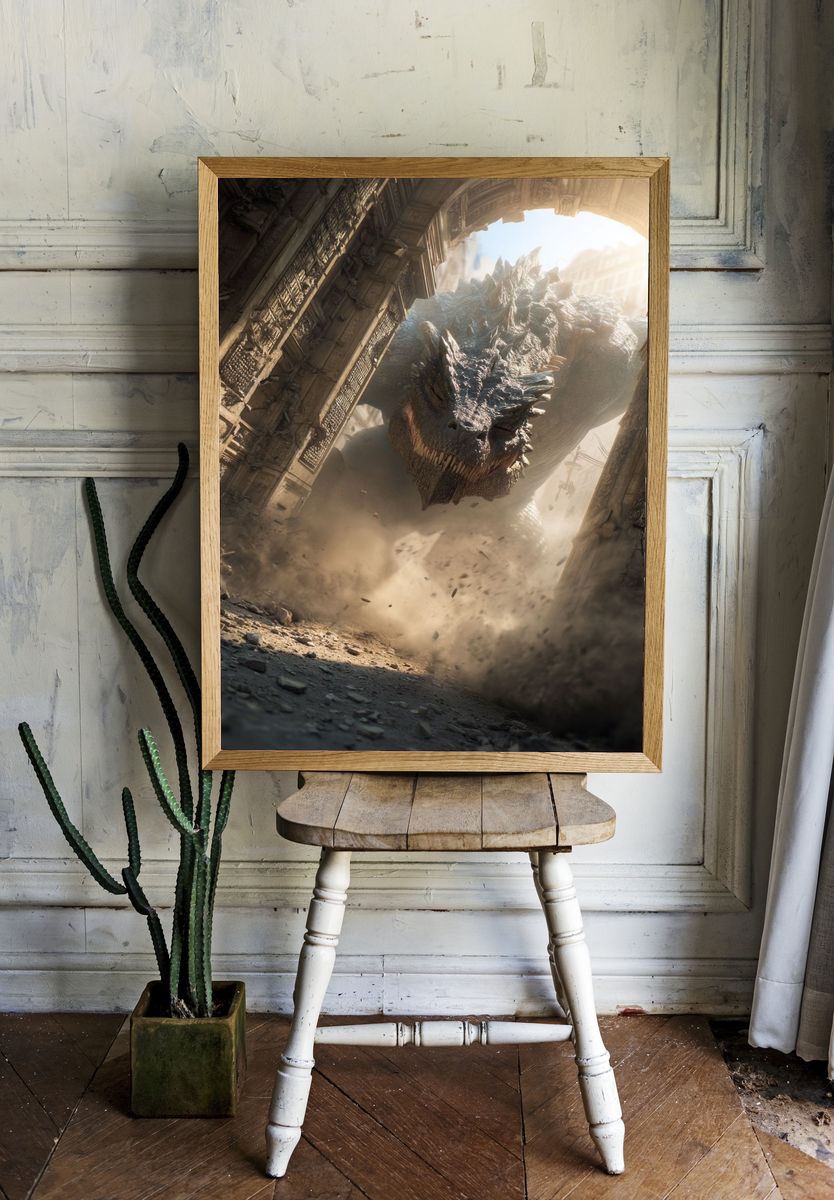Dragon Ruins Fantasy Poster. — room view 1