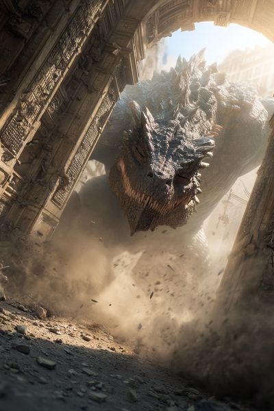 Dragon Ruins Fantasy Poster.