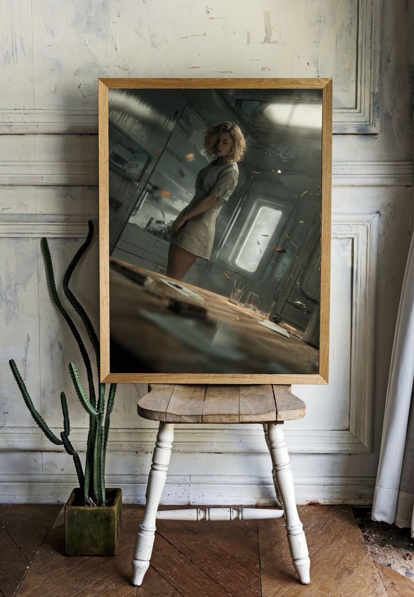 Sci-Fi Woman in Cabin Poster. — room view 1