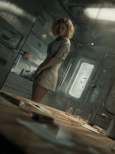 Sci-Fi Woman in Cabin Poster.