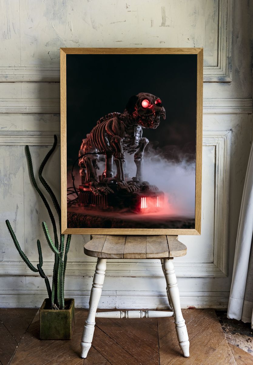 Glowing Skeleton Horror Print. — room view 1