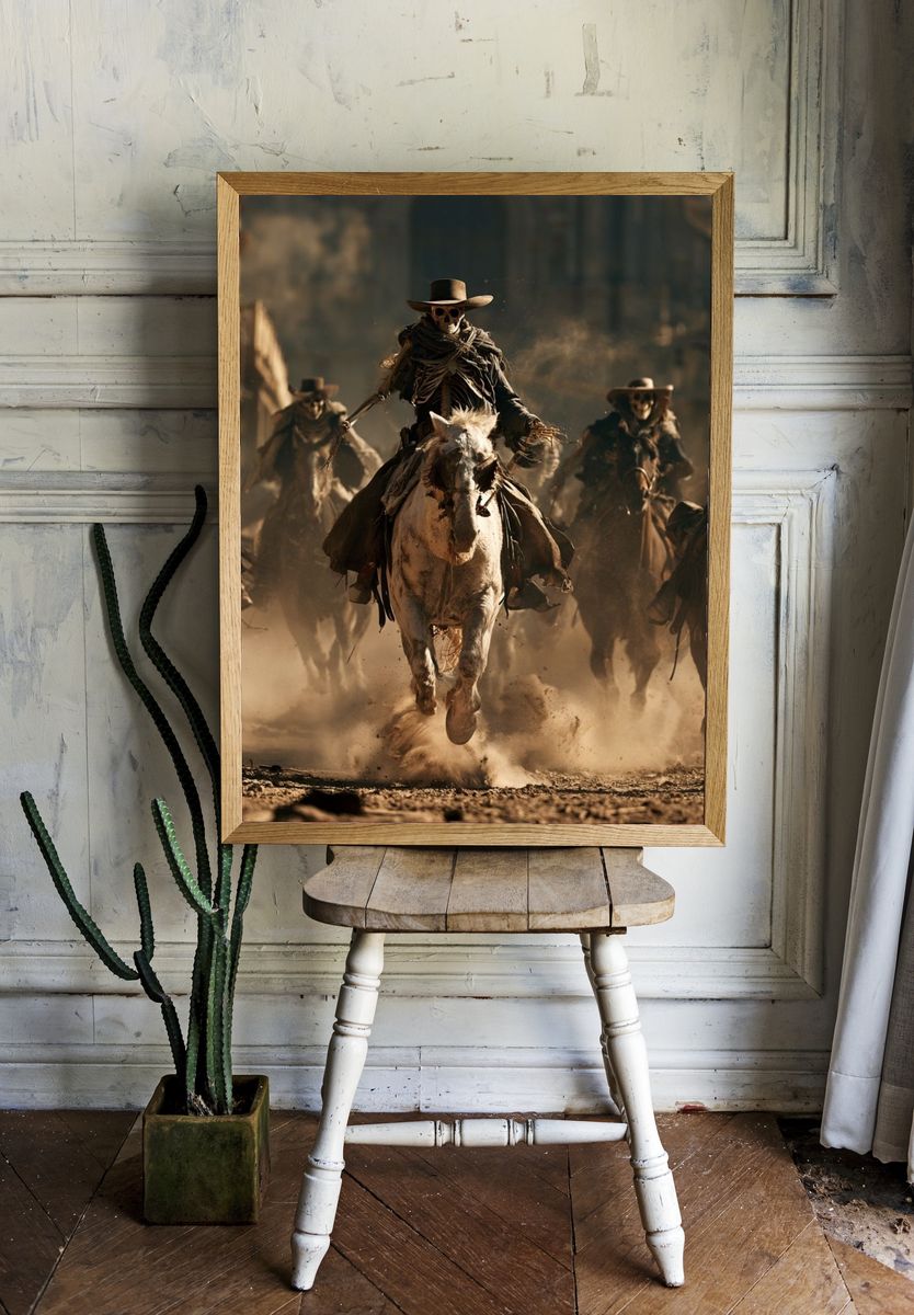 Skeleton Cowboy Charge Poster. room preview