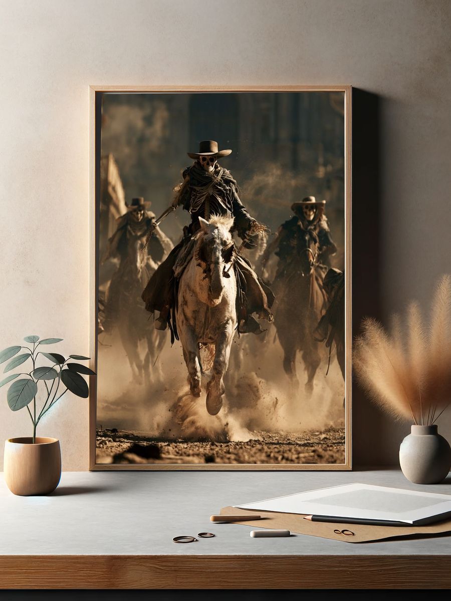 Skeleton Cowboy Charge Poster. — room view 2