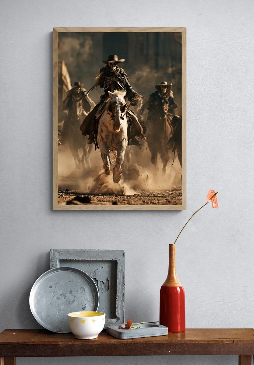 Skeleton Cowboy Charge Poster. — room view 3