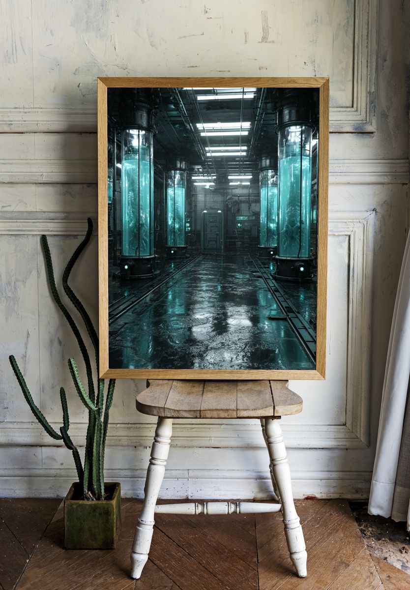 Futuristic Laboratory Corridor Print. — room view 1