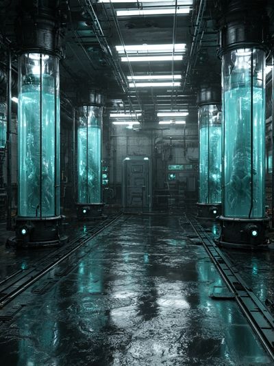 Futuristic Laboratory Corridor Print. poster