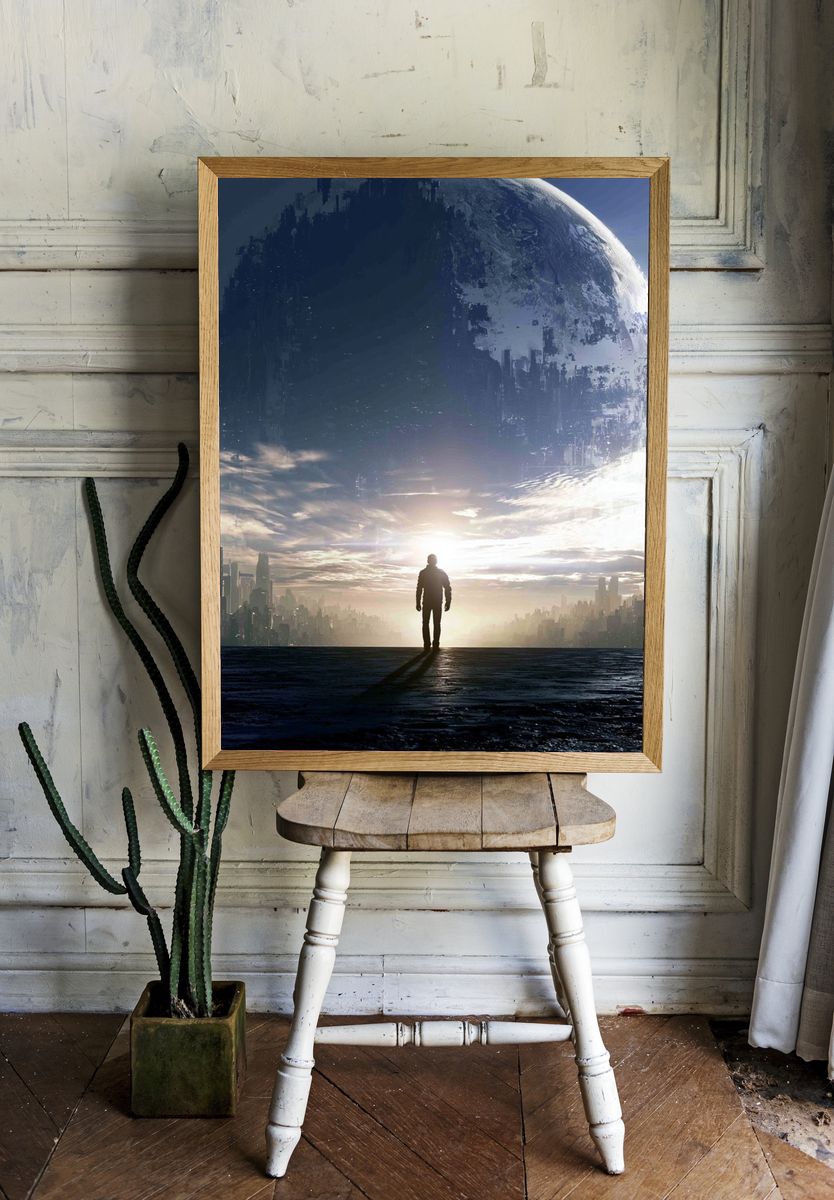 Sci-Fi Horizon Moon Poster. room preview