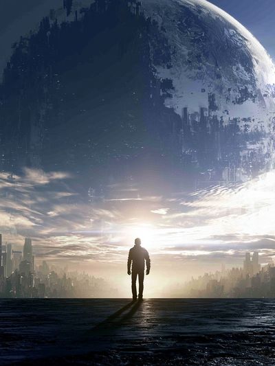 Sci-Fi Horizon Moon Poster.