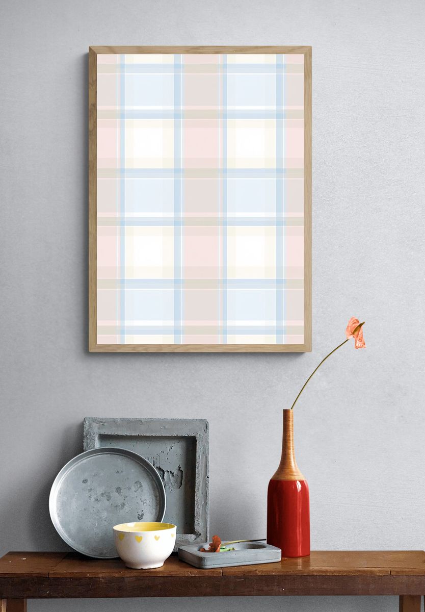 Pastel Plaid Minimalist Print. — room view 3
