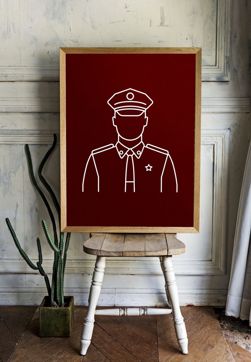 Minimal Police Officer Line Art Poster. — room view 1