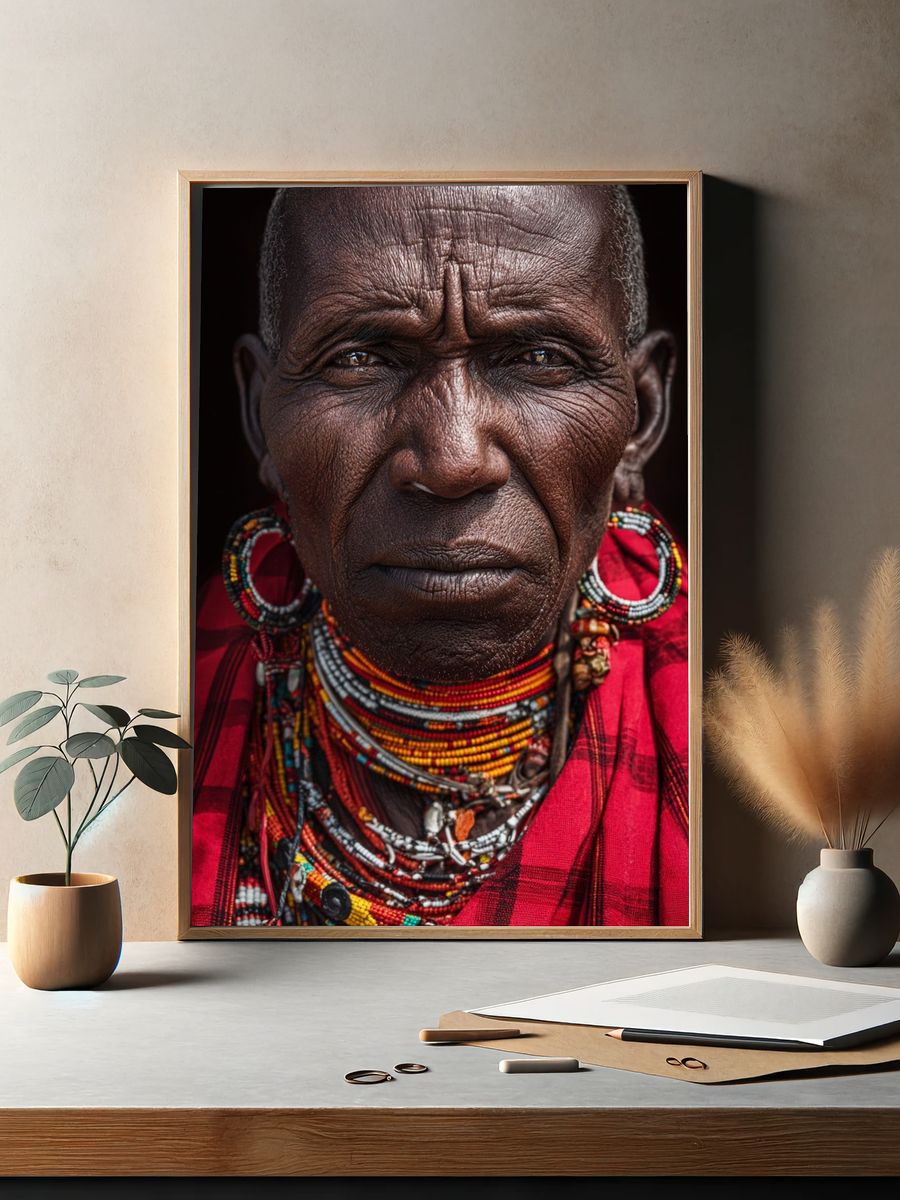 Maasai Elder Portrait — Photography Print. — room view 2