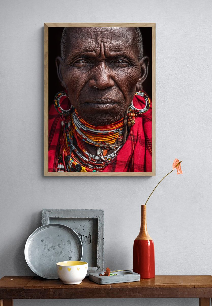 Maasai Elder Portrait — Photography Print. — room view 3
