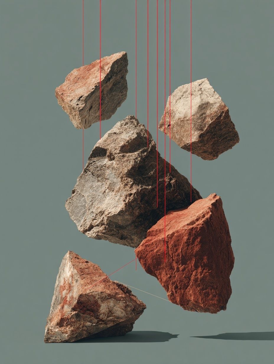 Suspended Rocks — Minimalist Print. poster — minimalist art