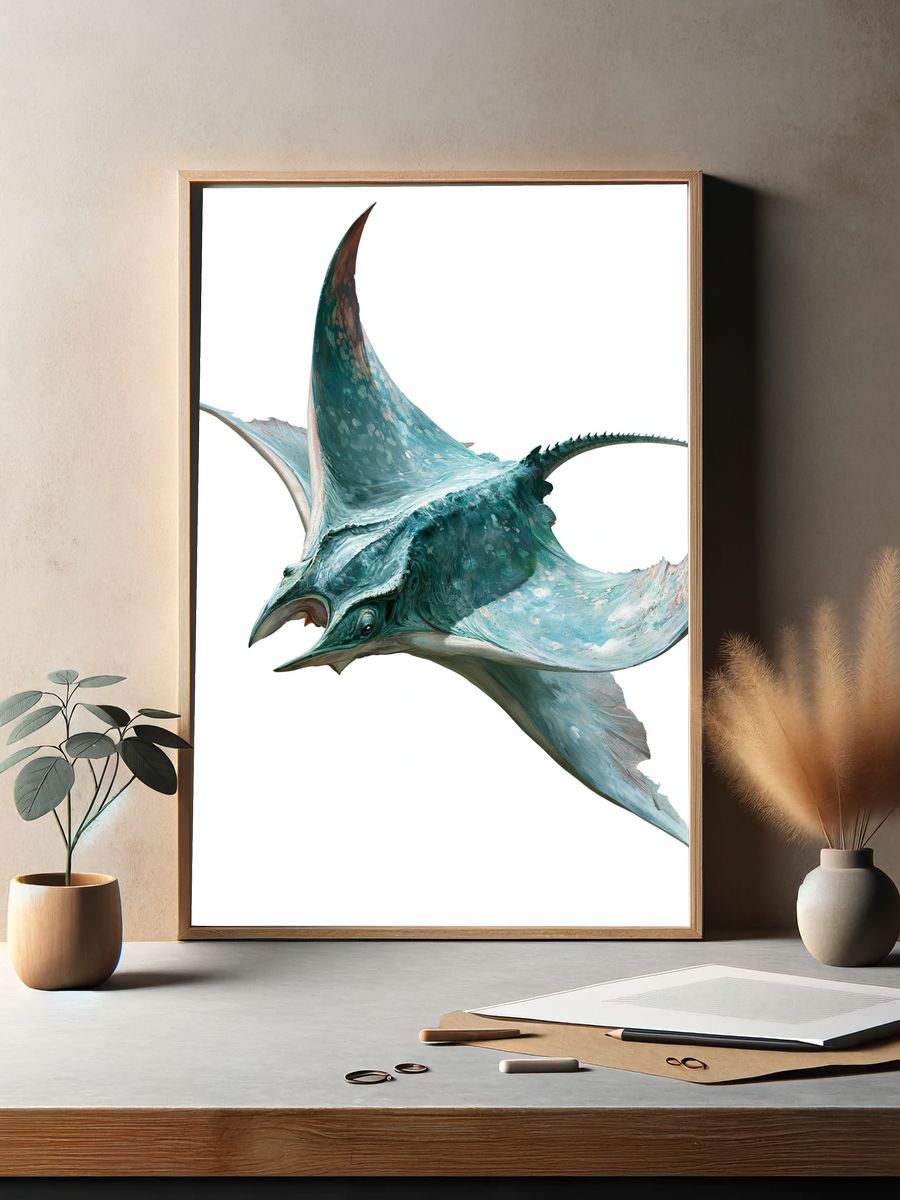 Manta Ray Digital Art Poster. — room view 2
