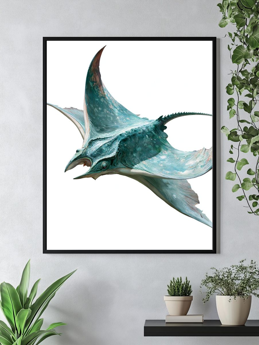 Manta Ray Digital Art Poster. — room view 4