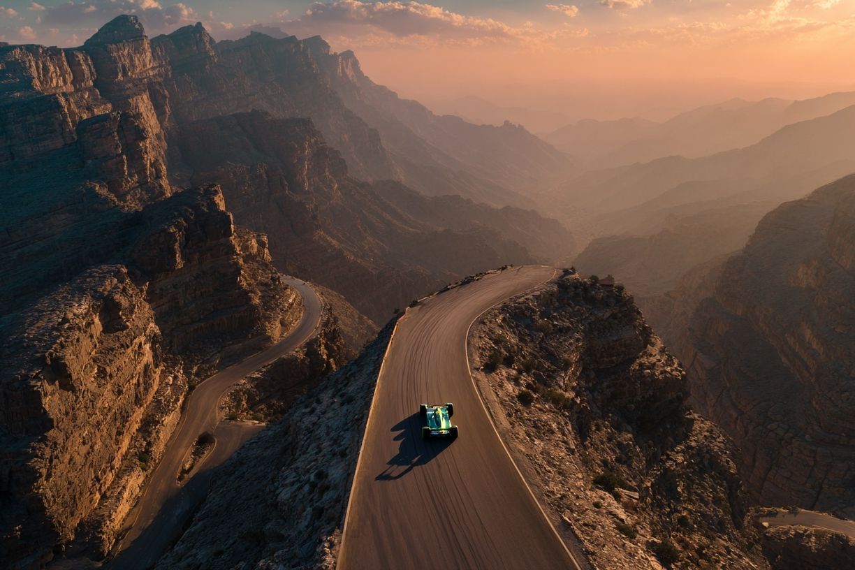 Mountain Road at Sunset Poster. poster detail