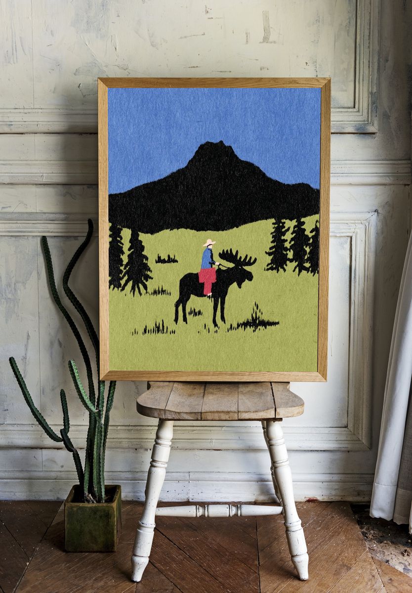 Moose Rider — Illustration Print room preview