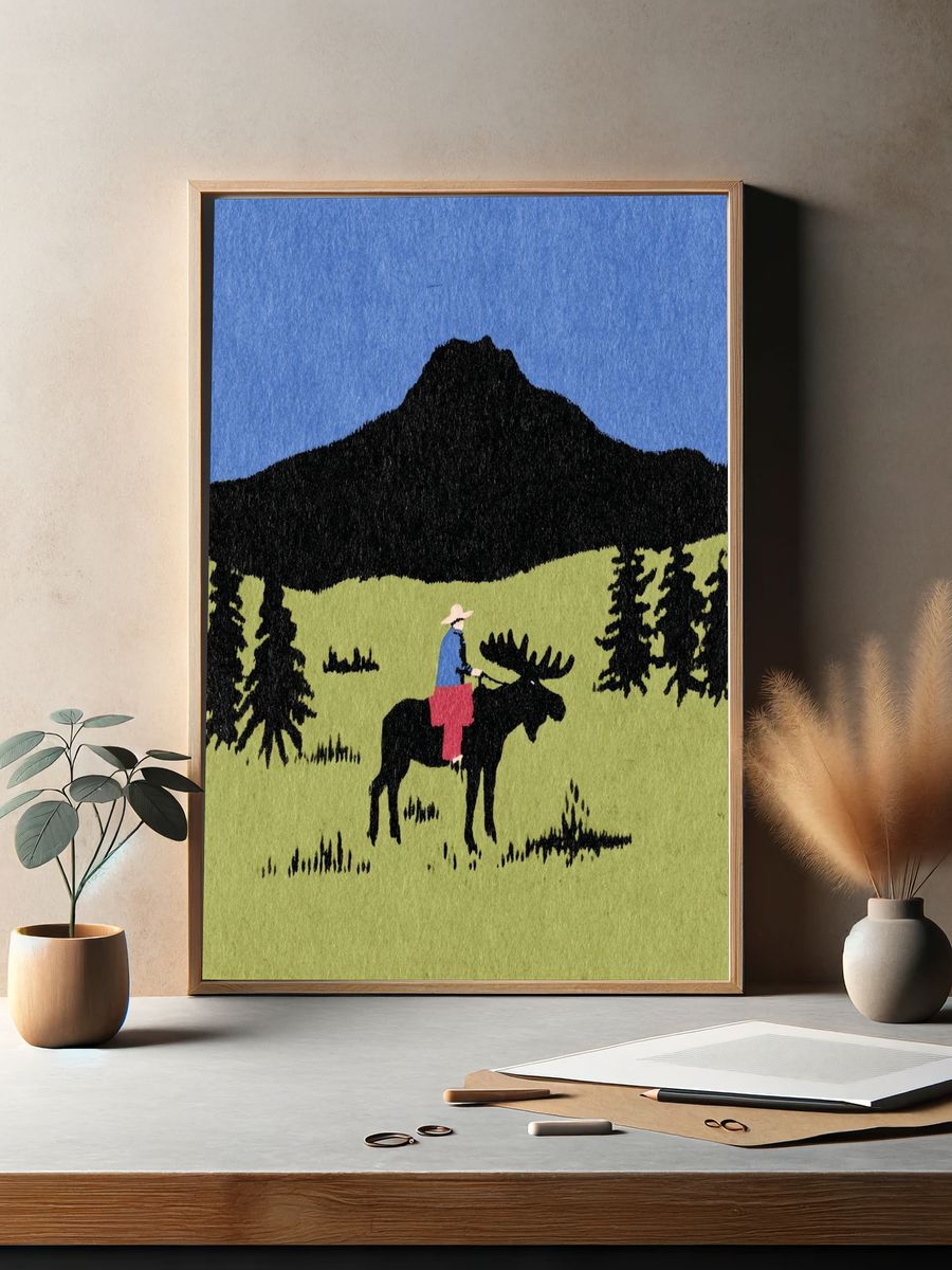 Moose Rider — Illustration Print. — room view 2