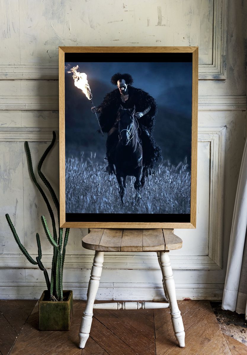 Mysterious Rider with Torch — Fine Art Print room preview