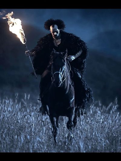 Mysterious Rider with Torch — Fine Art Print. poster