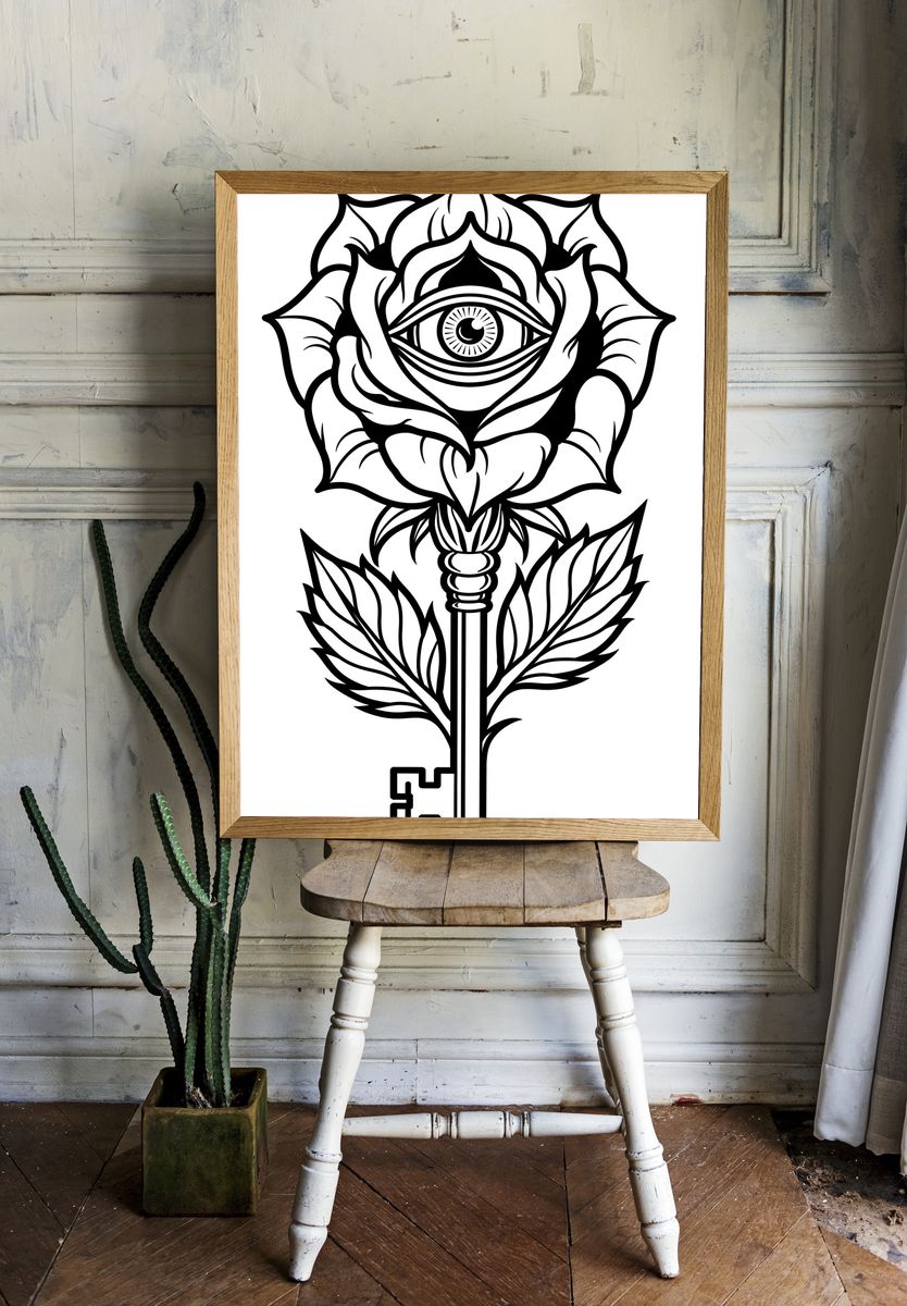 Mystic Rose Key Typography Print. room preview
