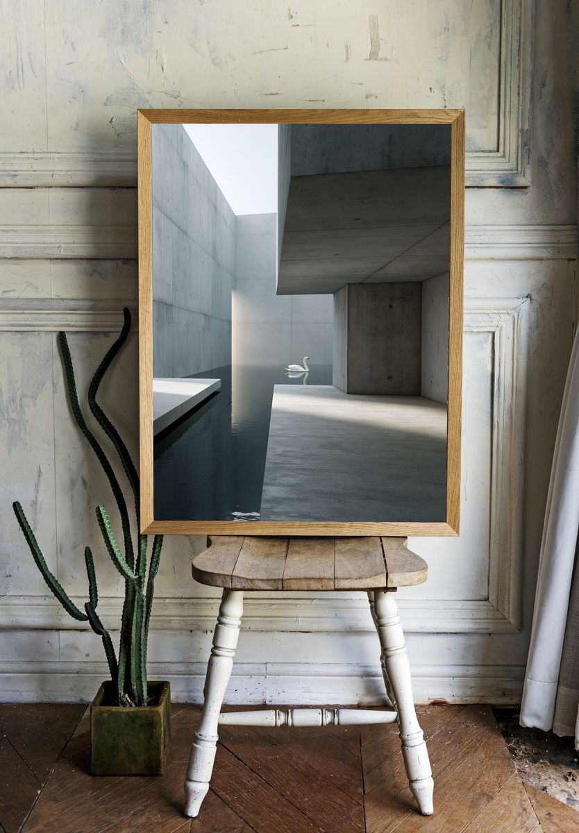 Minimalist Swan Architecture Poster. — room view 1