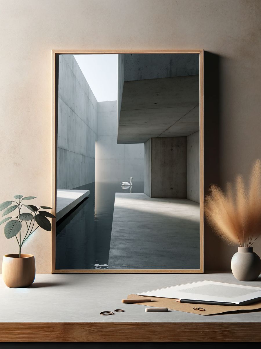 Minimalist Swan Architecture Poster. — room view 2