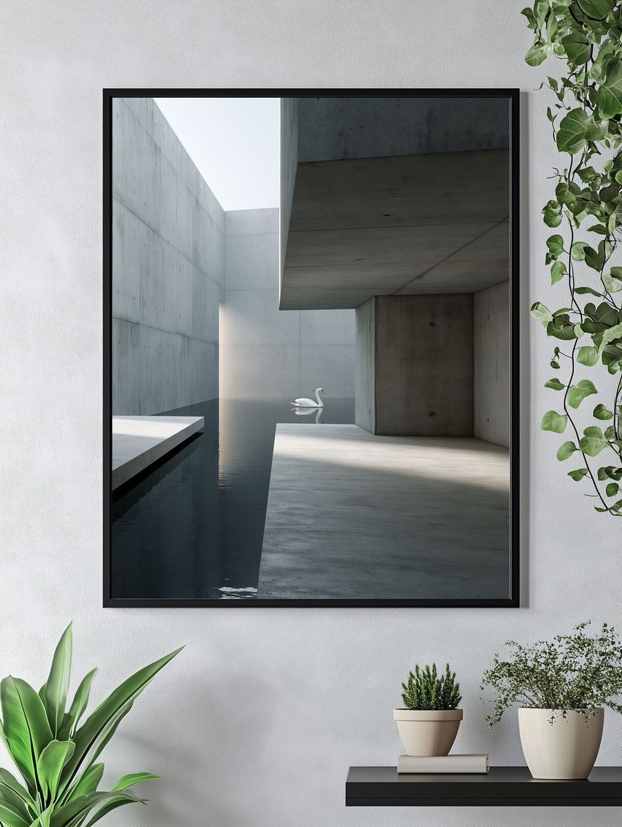 Minimalist Swan Architecture Poster. — room view 4