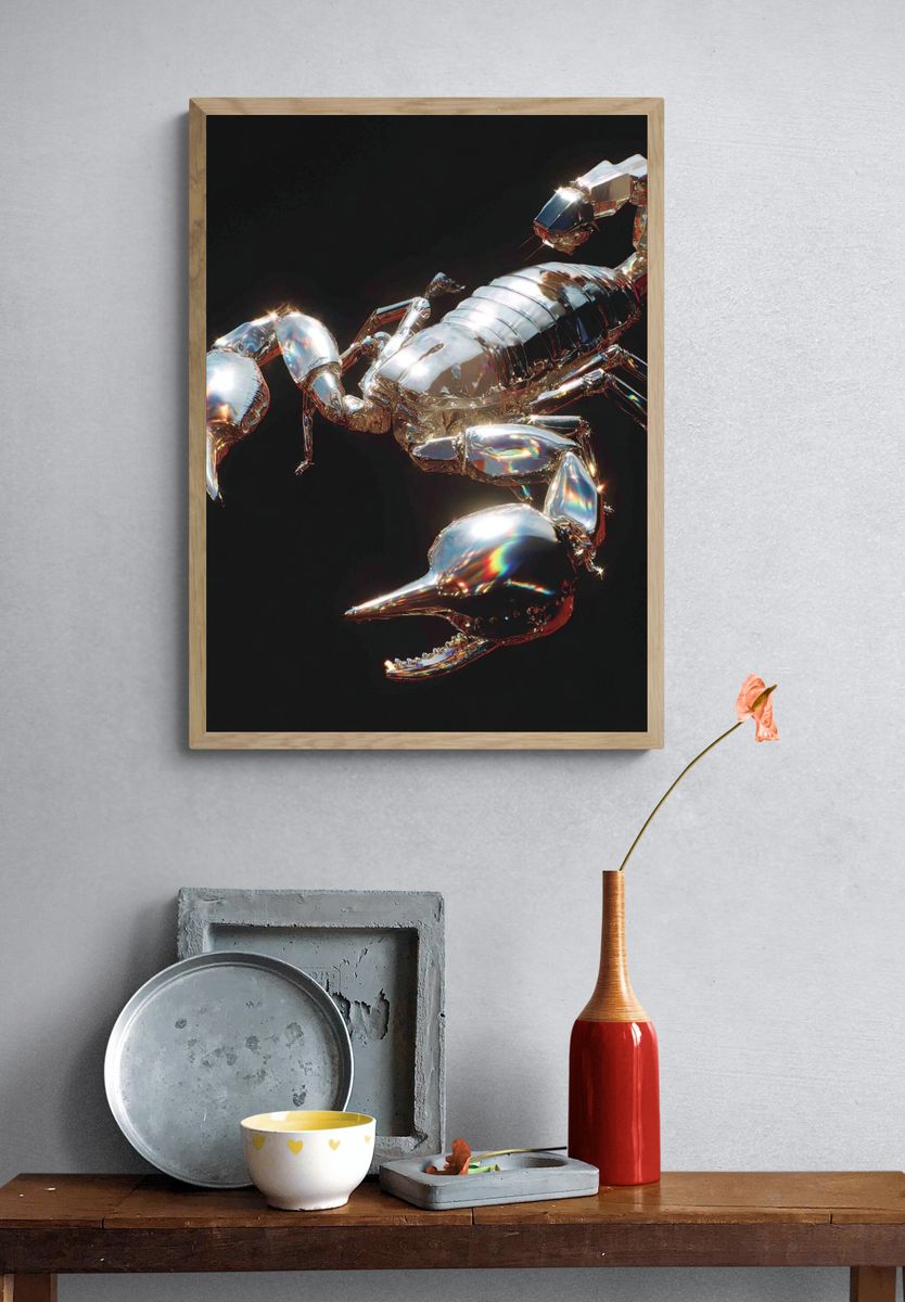 Metallic Scorpion — Digital Art Print. — room view 3