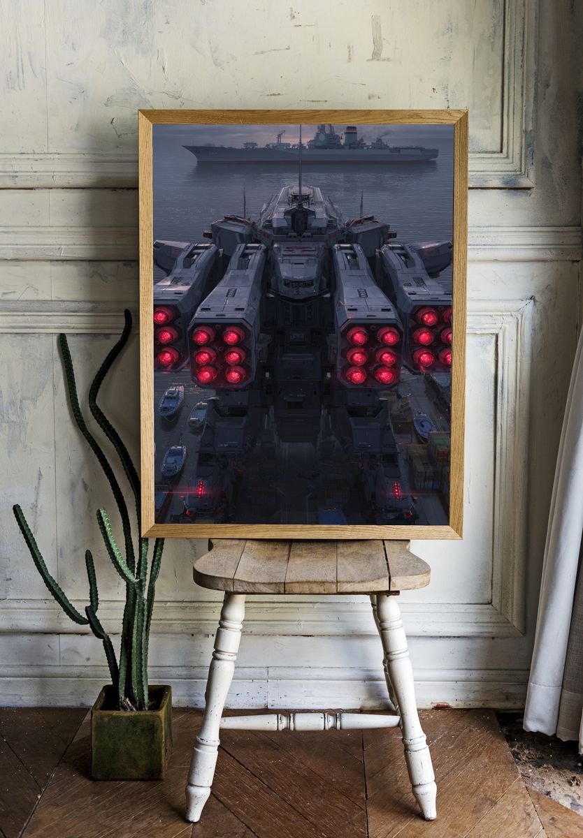 Mecha Battle Ship — Sci-Fi Print room preview